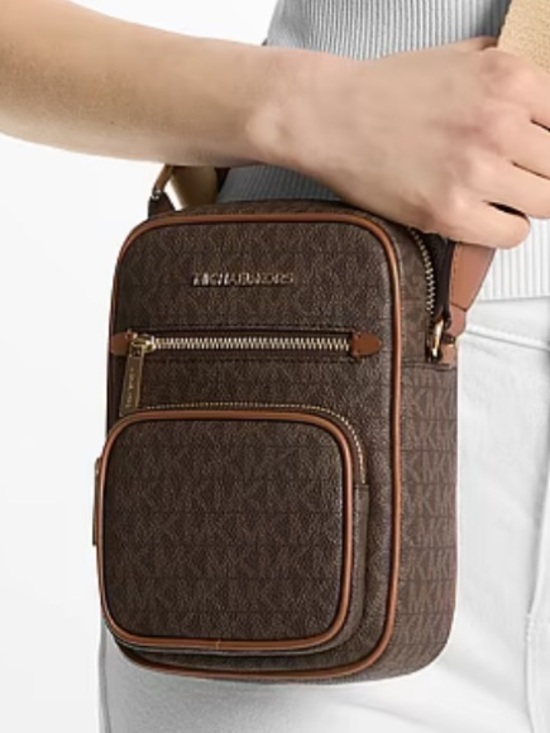 Michael Kors Handbags - MICHAEL KORS Jet Set Medium Flight NS Pocket Signature Logo Crossbody
Brown 
NWT